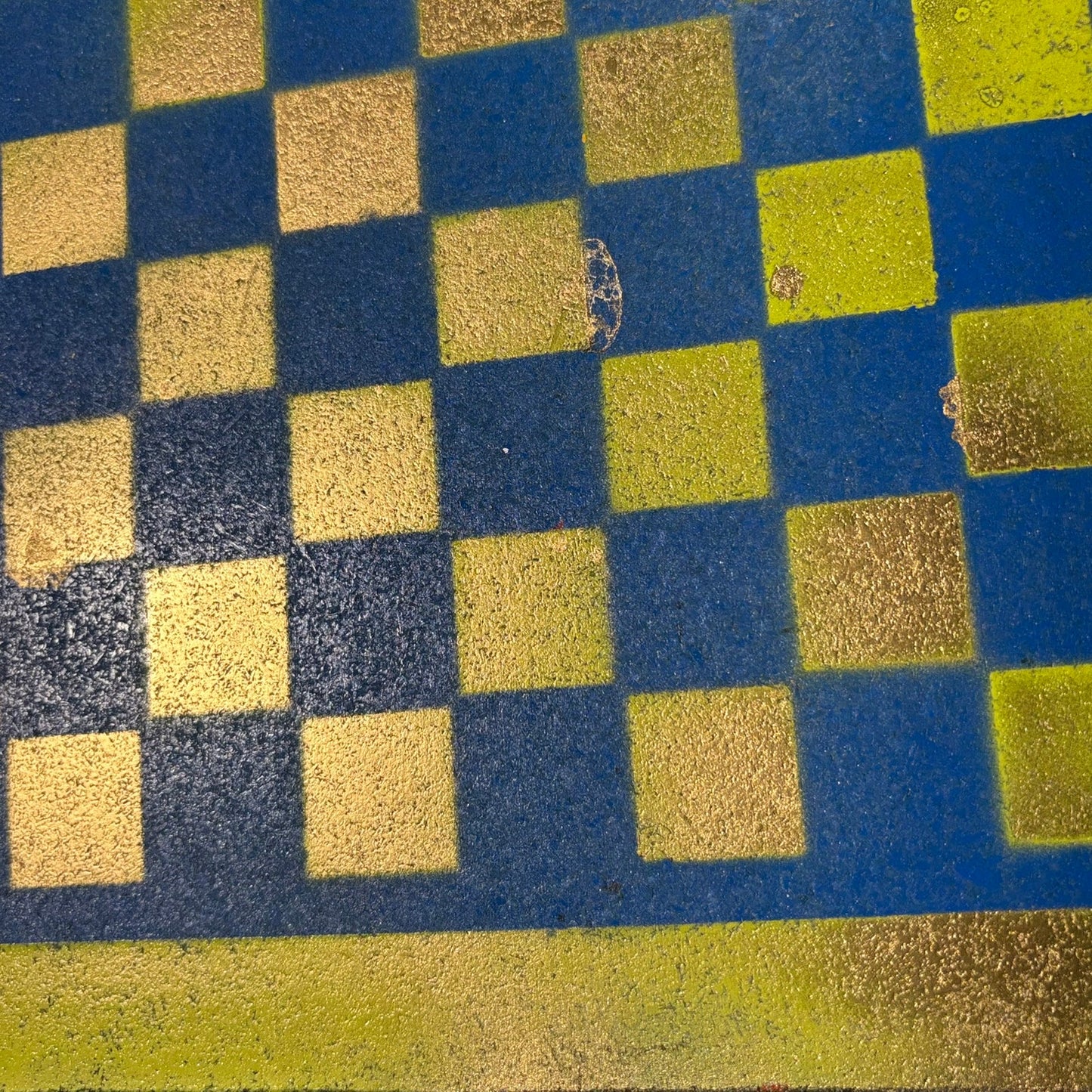 Lime Green Blue - Painted Chess Board