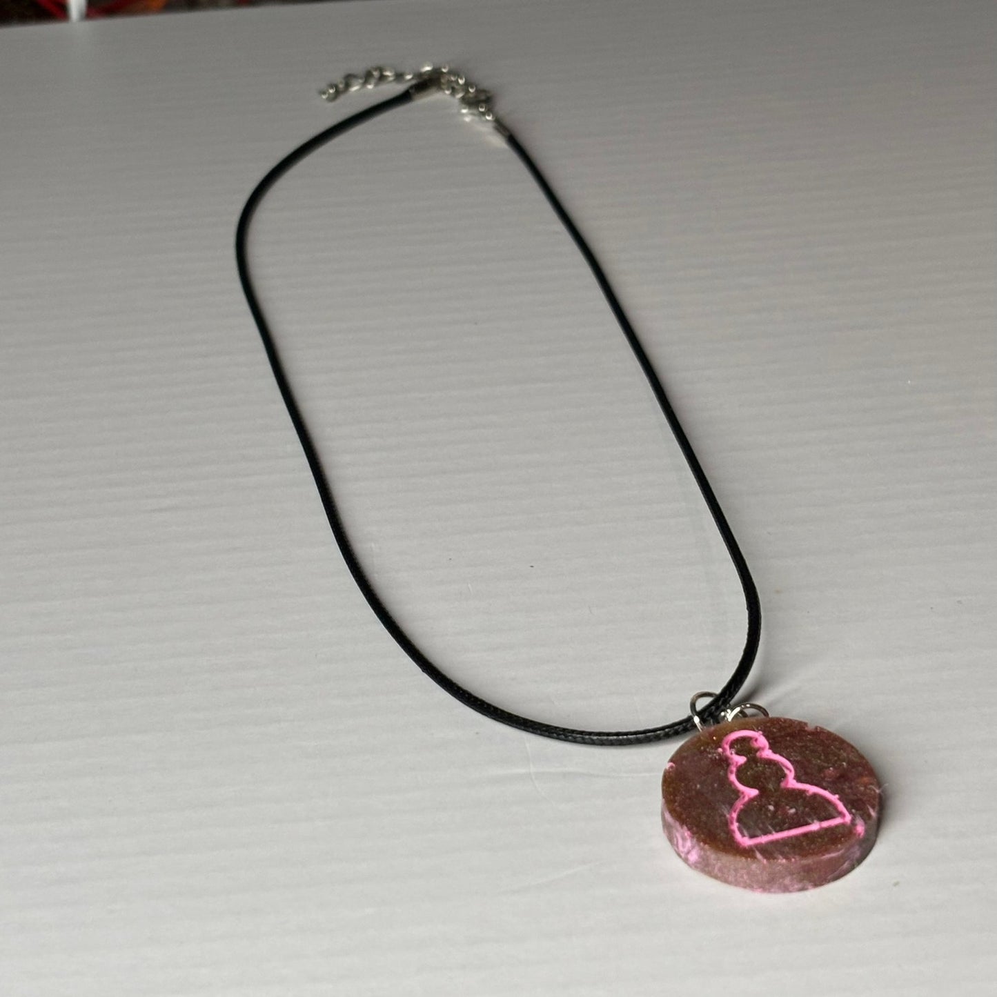 Luxury Pink Pawn - Handmade Resin Chess Necklace
