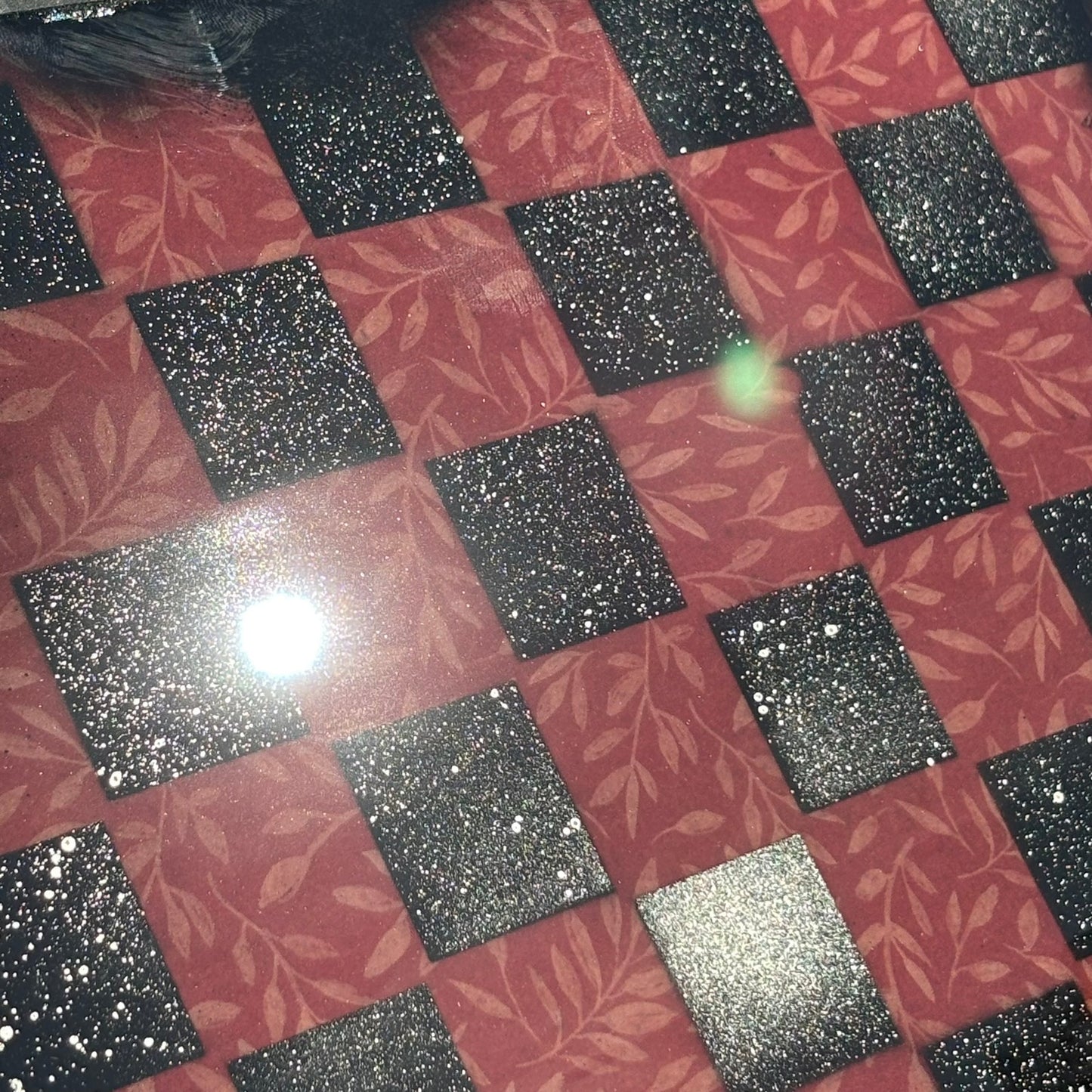 Red Sprinkled Chrome - Resin Coated Chess Board