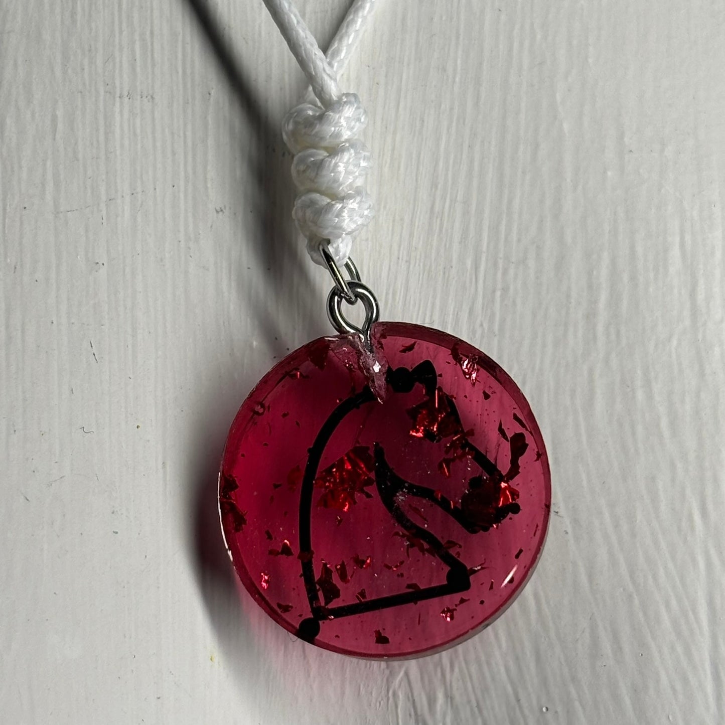 Sparkle Red Knight - Handmade Resin Chess Necklace
