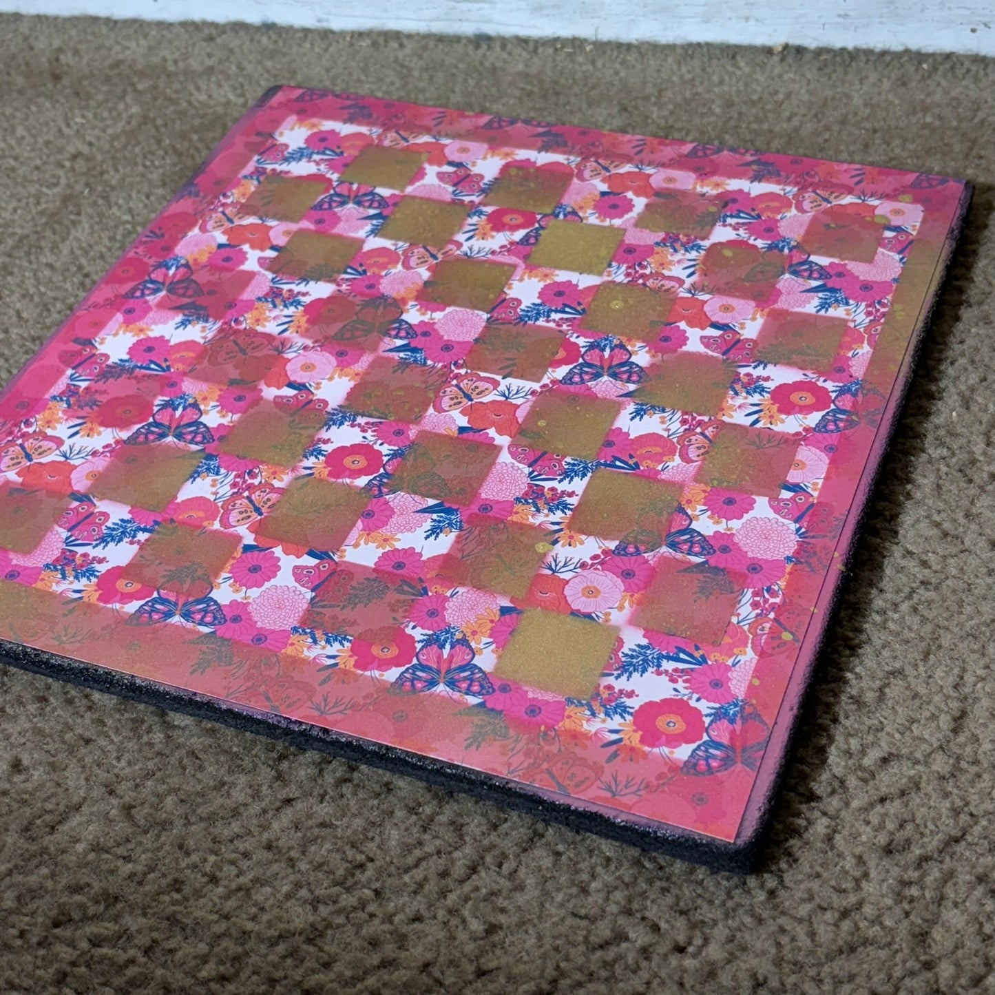 Golden Pink Butterflies - Scrapbook Chess Board