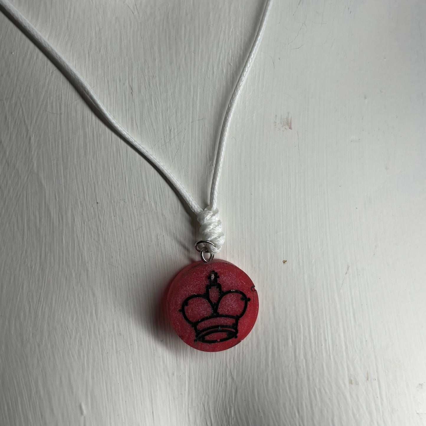 Cherry Red King - Handmade Resin Chess Necklace