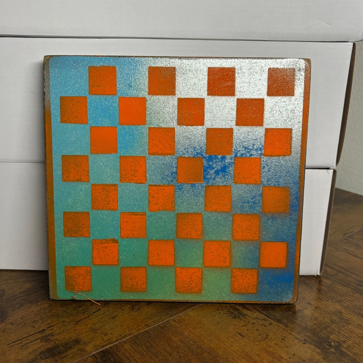 Orange Green Hue - Painted Double Sided Chess Board