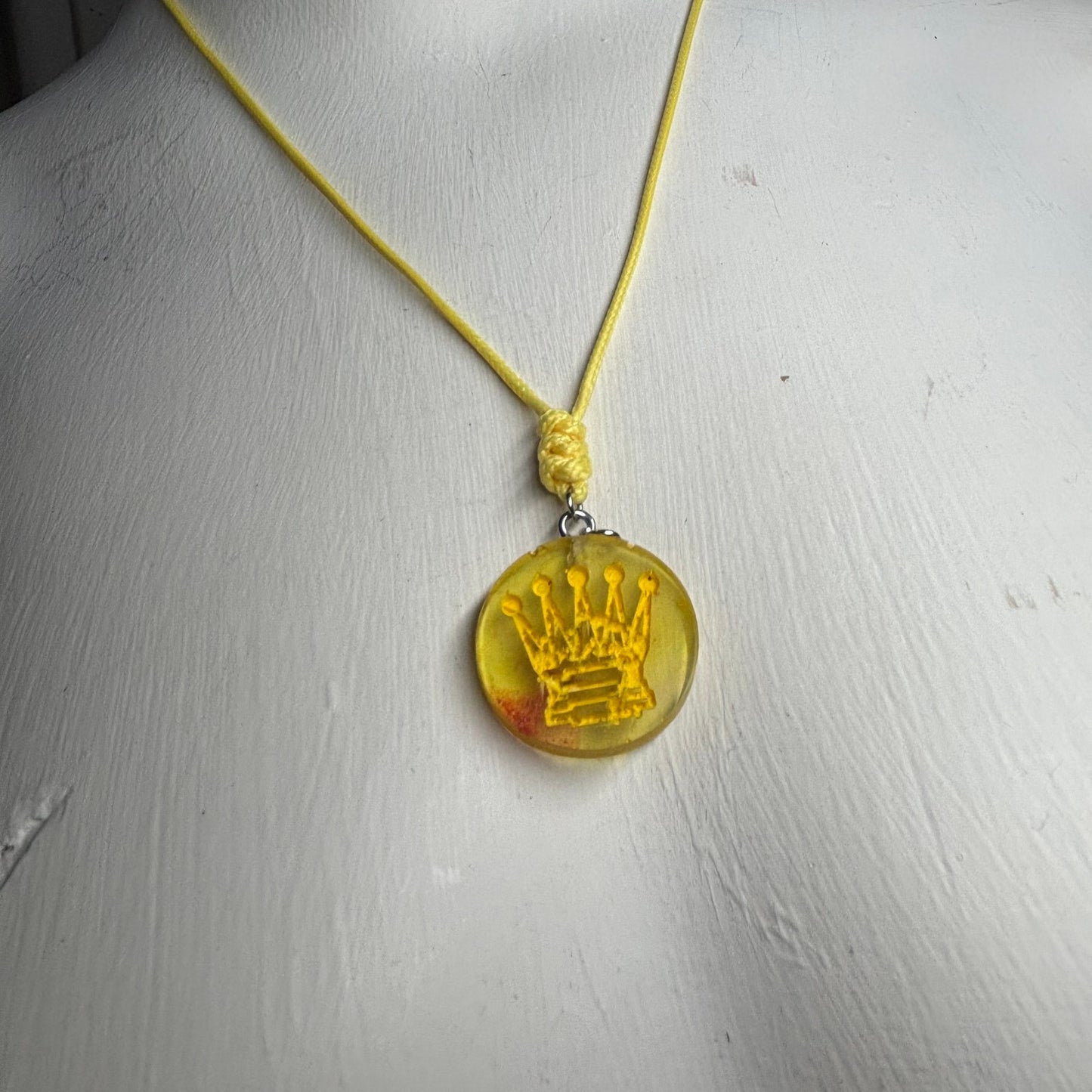 Burning Yellow Queen - Handmade Resin Chess Necklace