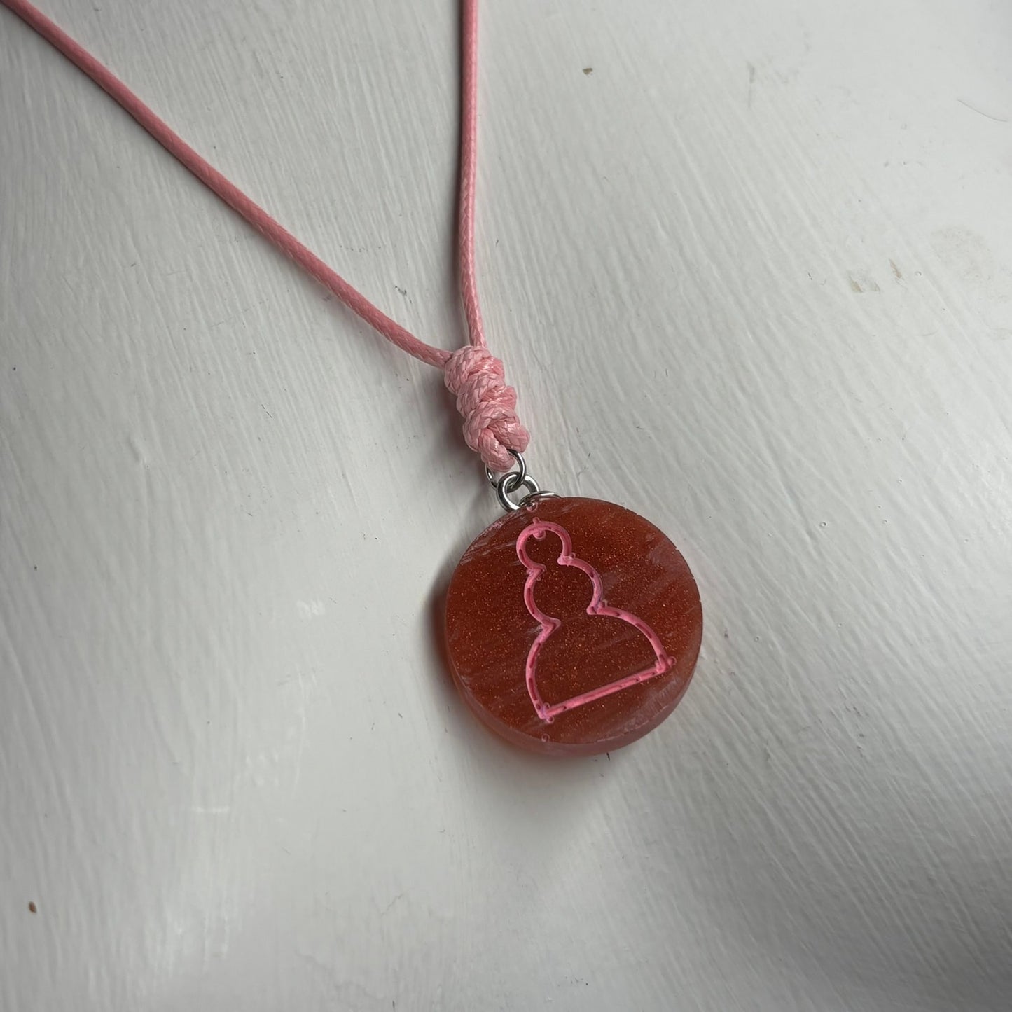 Classy Pink Pawn - Handmade Resin Chess Necklace