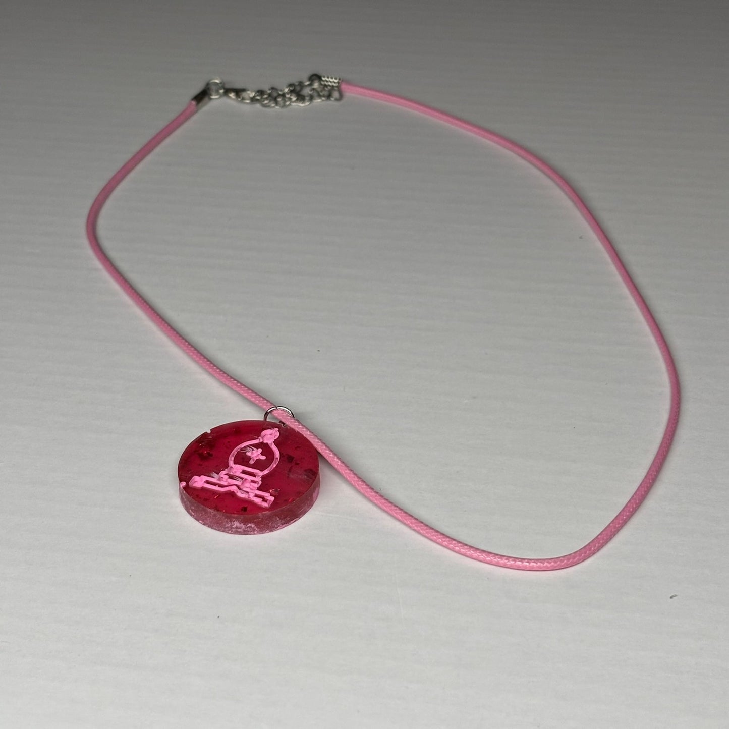 Red Pink Bishop - Handmade Resin Chess Necklace