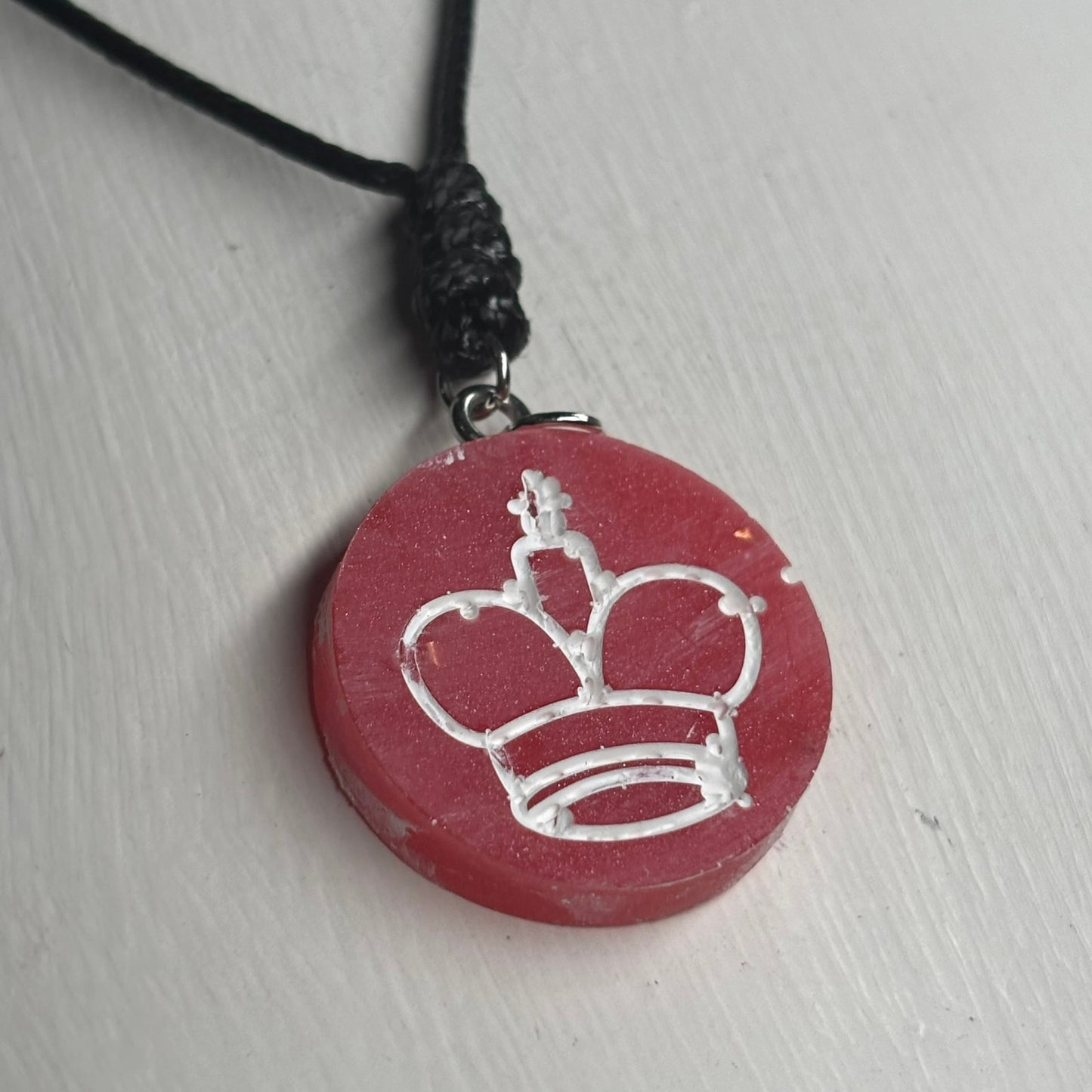 Red/Pink King - Handmade Resin Chess Necklace
