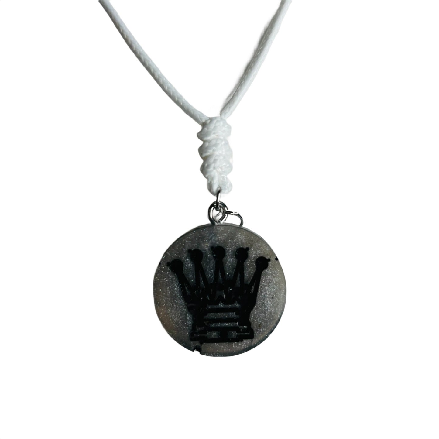 Dark Gray Queen - Handmade Resin Chess Necklace