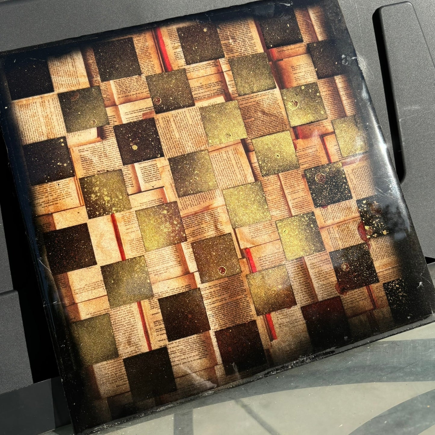 Ancient Script - Resin Coated Chess Board