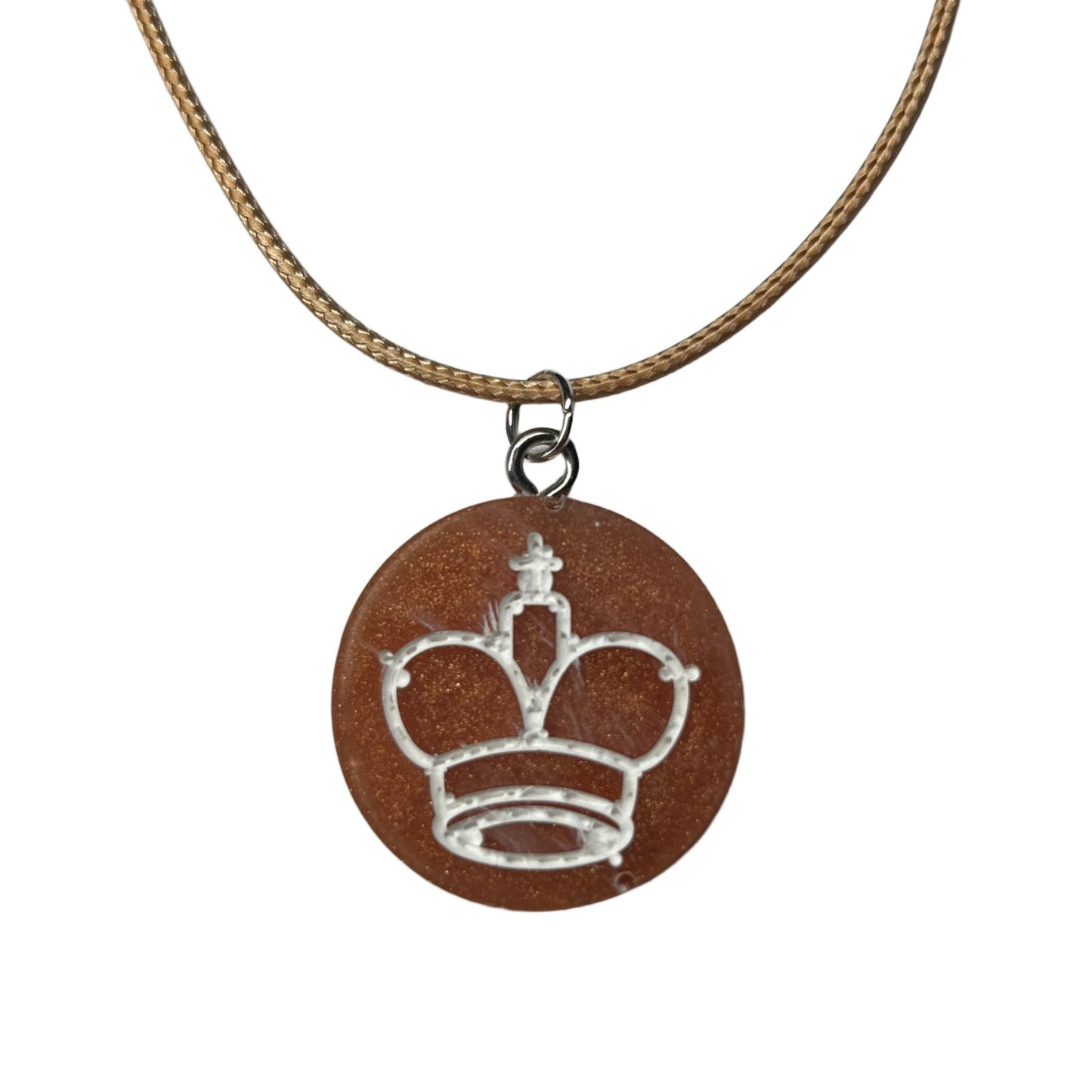 Dark Orange King - Handmade Resin Chess Necklace