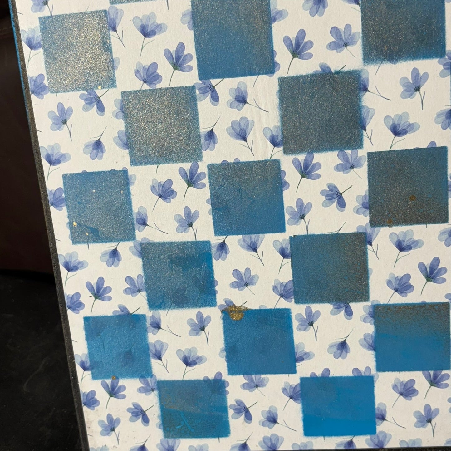 Blue Flowers - Scrapbook Chess Board