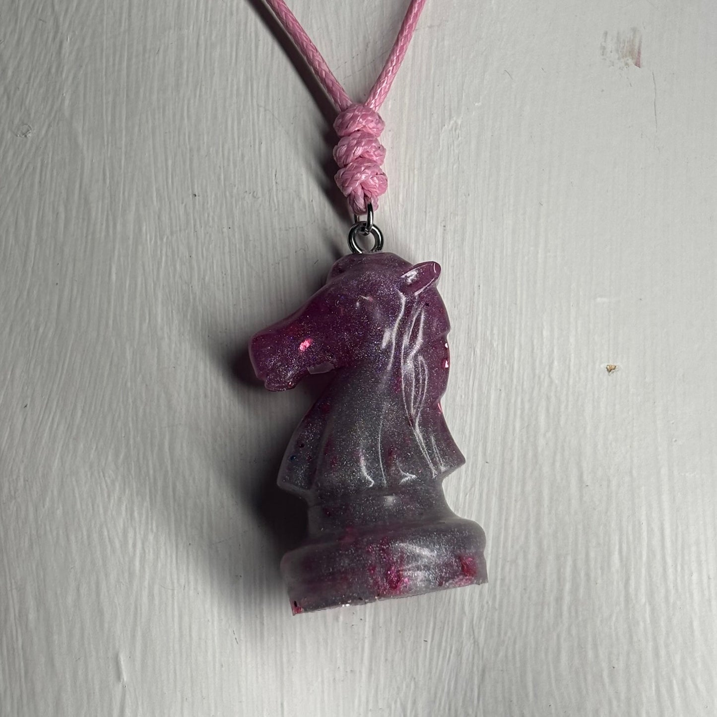 Purple Knight - Handmade Resin Chess Necklace
