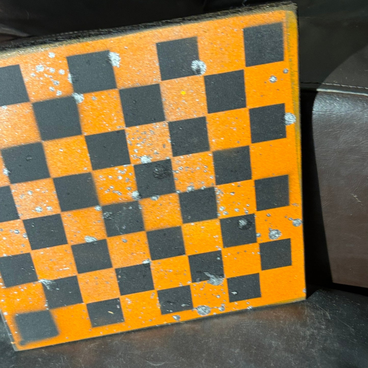 Orange & Black - Painted Chess Board