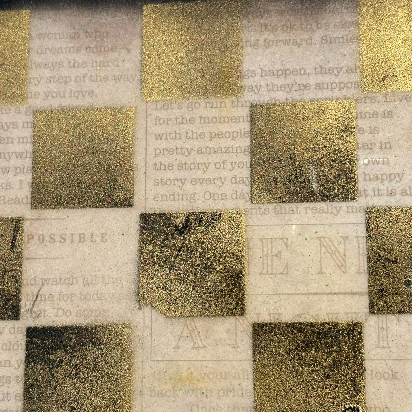Golden Vintage Words - Resin Coated Chess Board