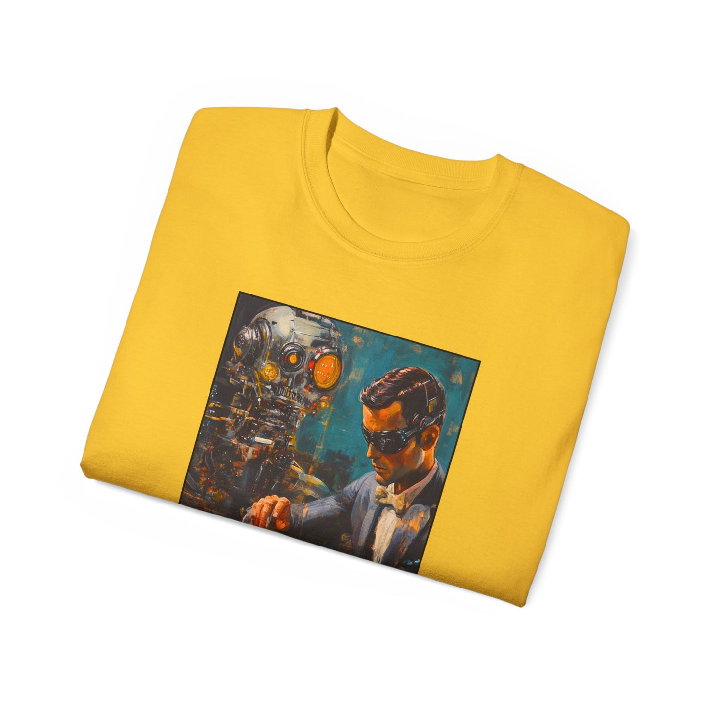 Human Vs Cyborg - Yellow Chess T Shirt