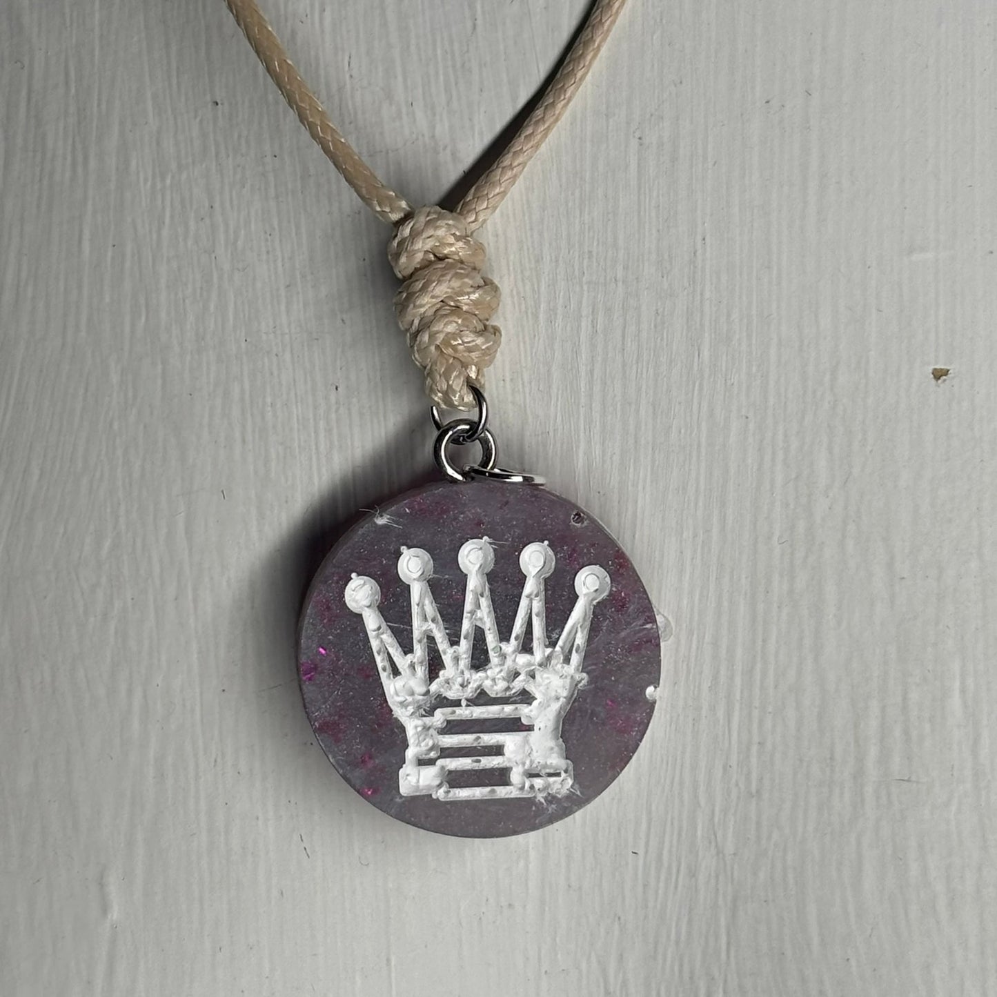 Classy Purple Queen - Handmade Resin Chess Necklace