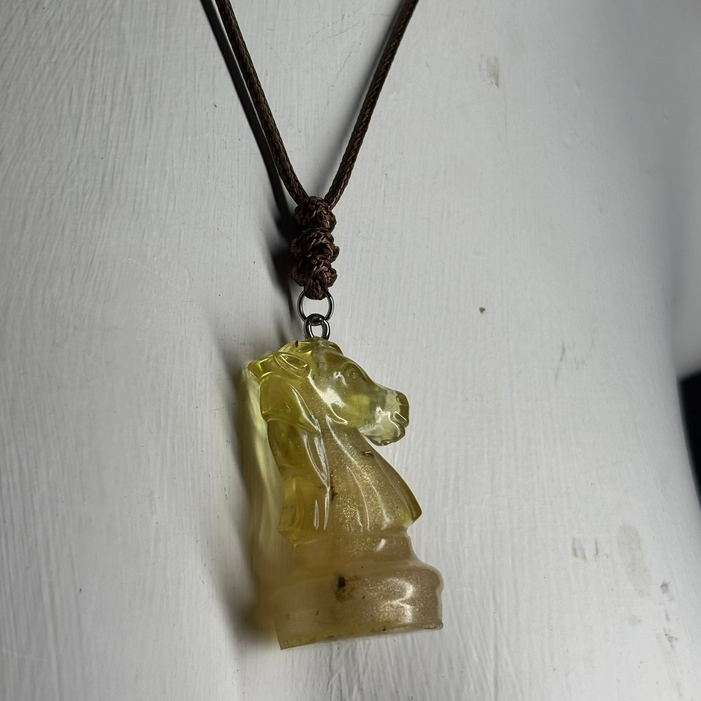 Premium Yellow Knight - Handmade Resin Chess Necklace