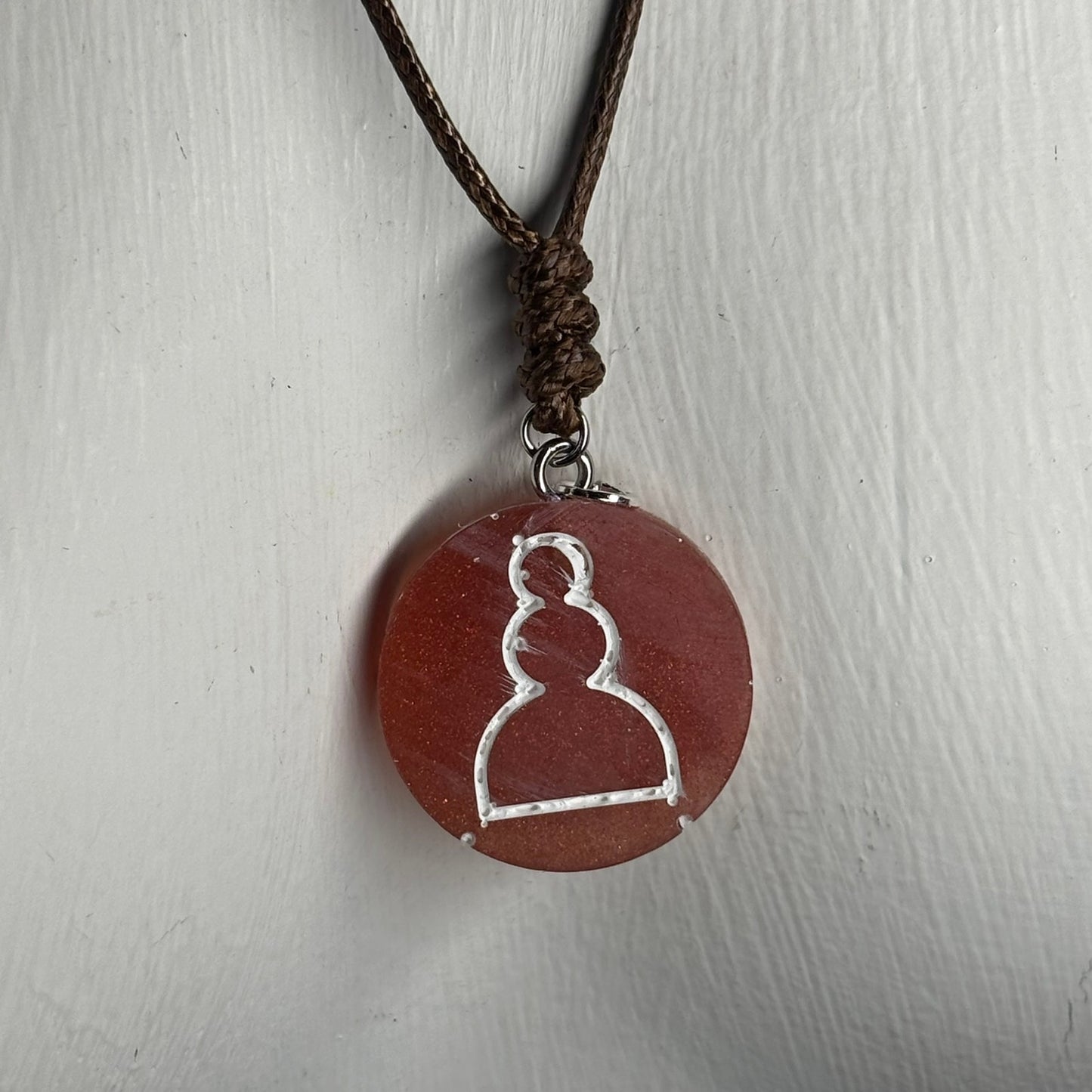 Vintage Red Pawn - Handmade Resin Chess Necklace