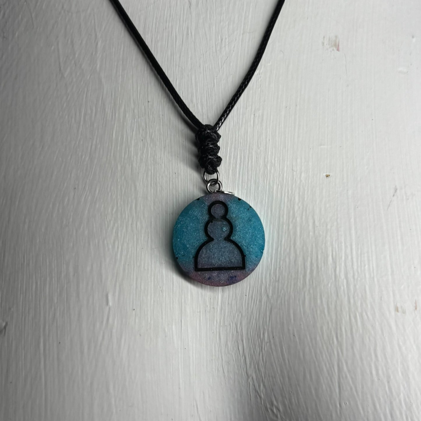 Beautiful Blue Pawn - Handmade Resin Chess Necklace