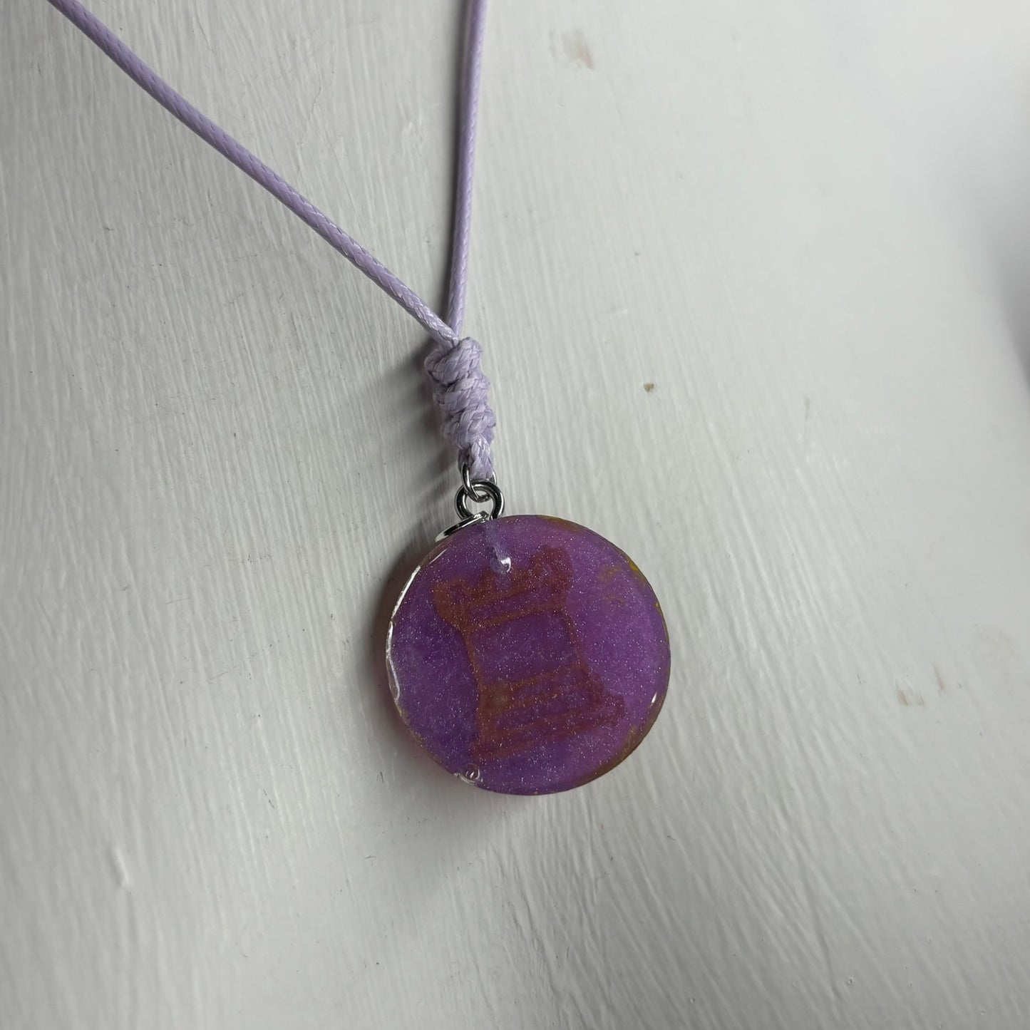 Purple Rook - Handmade Resin Chess Necklace