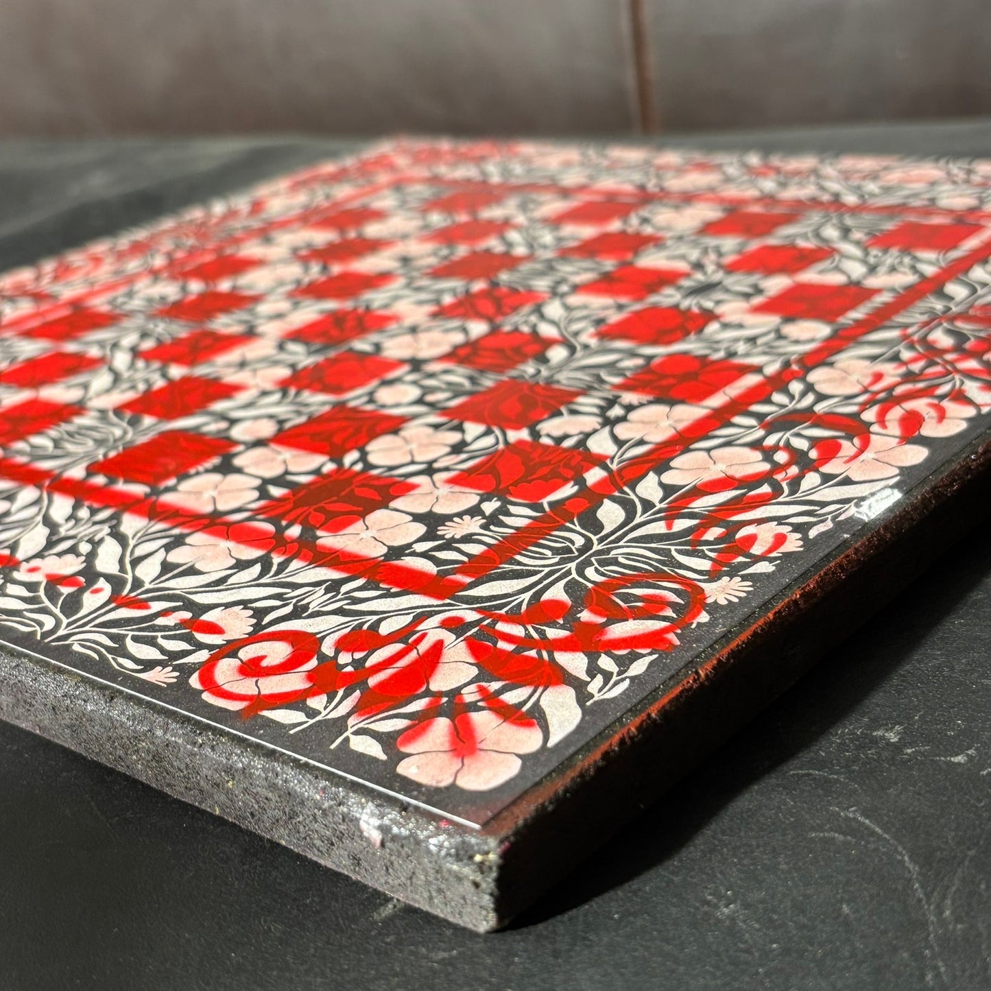 Vintage Red - Scrapbook Chess Board
