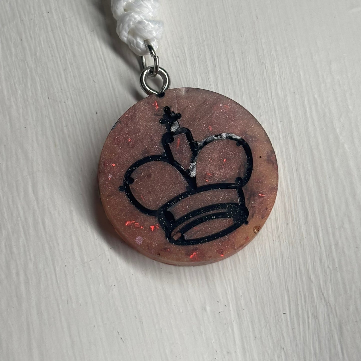 Dark Orange King - Handmade Resin Chess Necklace