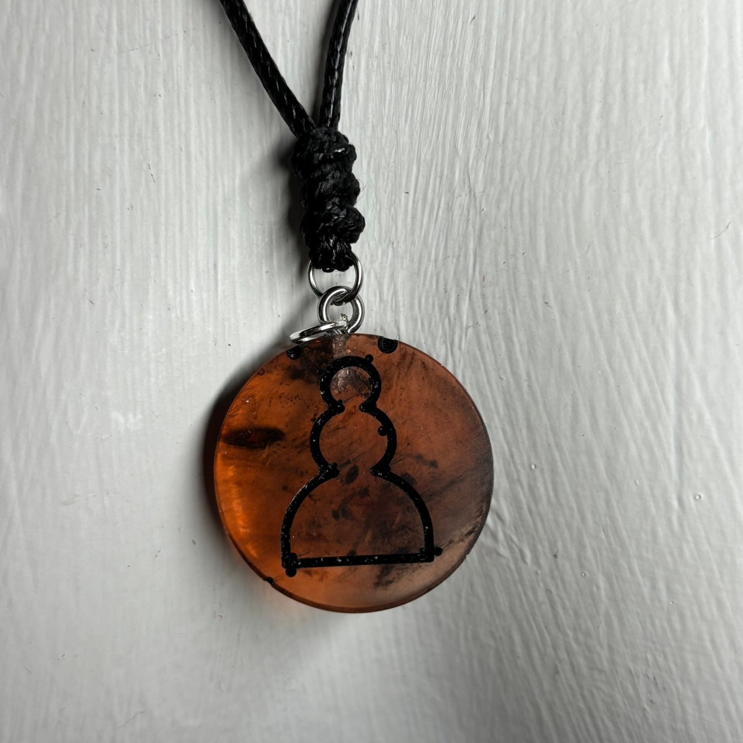 Translucent War Orange Pawn - Handmade Resin Chess Necklace