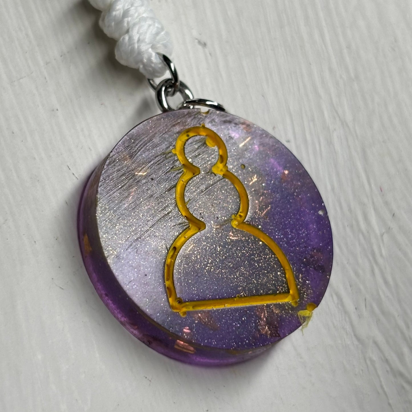 Purple Crystal Pawn - Handmade Resin Chess Necklace