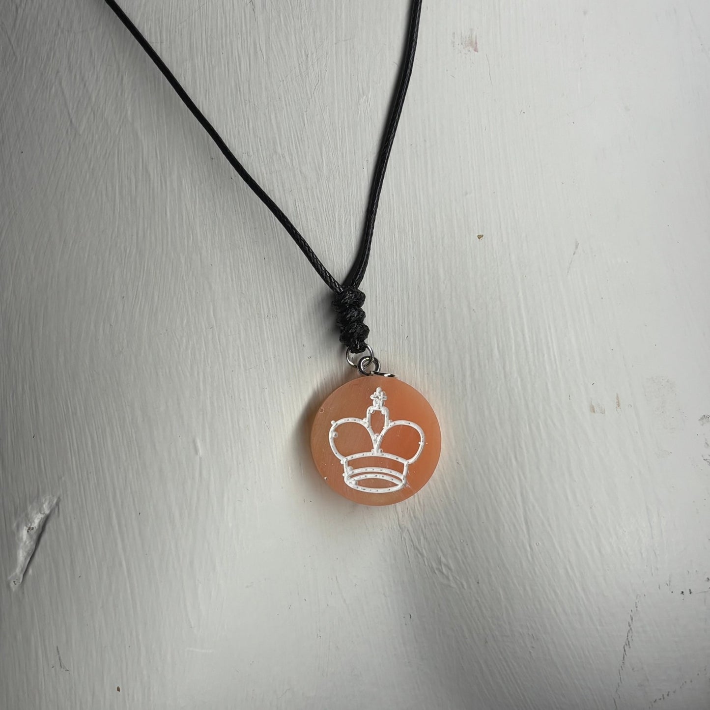 Peach Orange King - Handmade Resin Chess Necklace