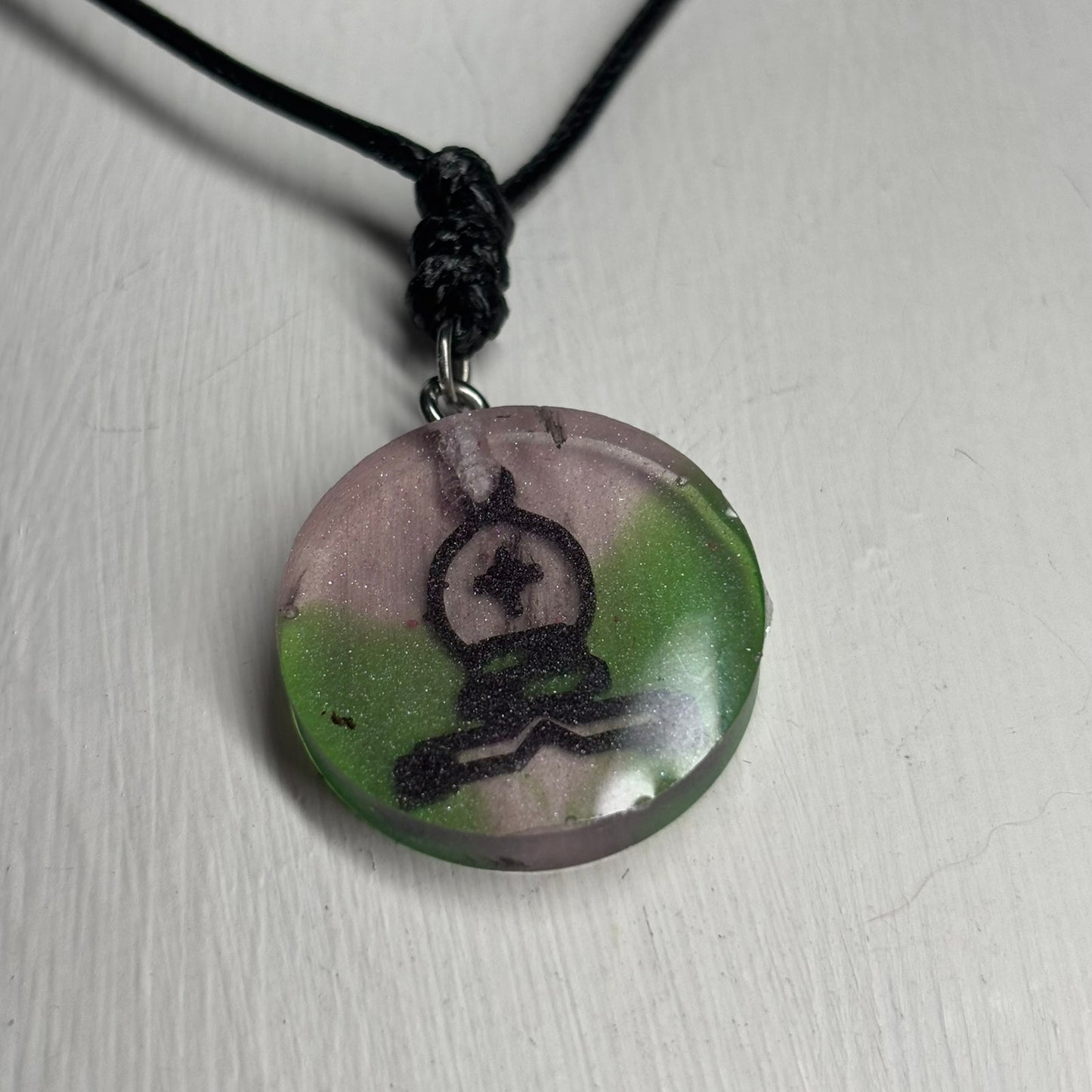 Green Mesh Bishop - Handmade Resin Chess Necklace