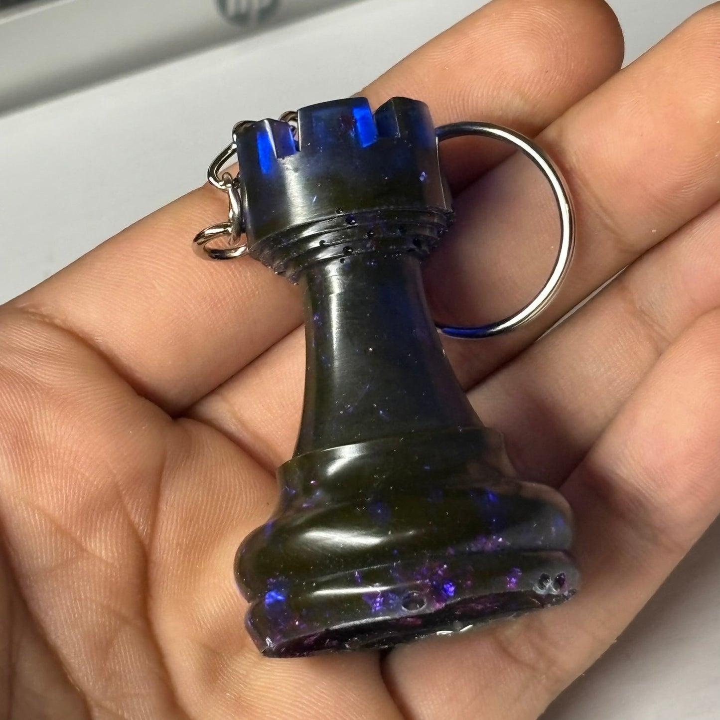 Midnight Rook - Handmade Resin Keychain - Large Edition