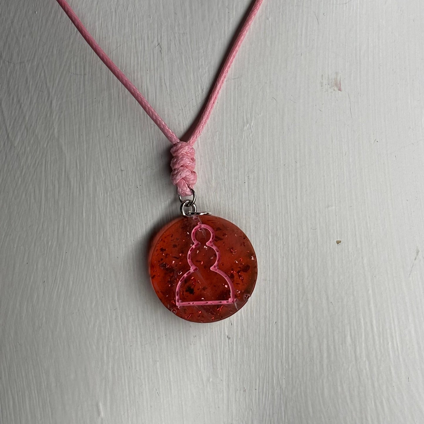 Red Crystal Pawn - Handmade Resin Chess Necklace