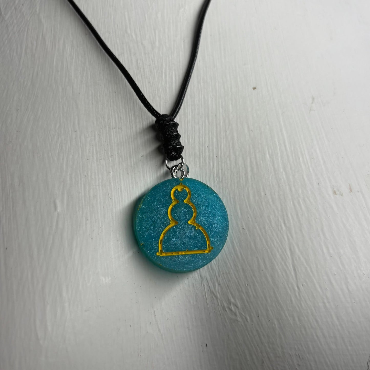 Ambient Blue Pawn - Handmade Resin Chess Necklace