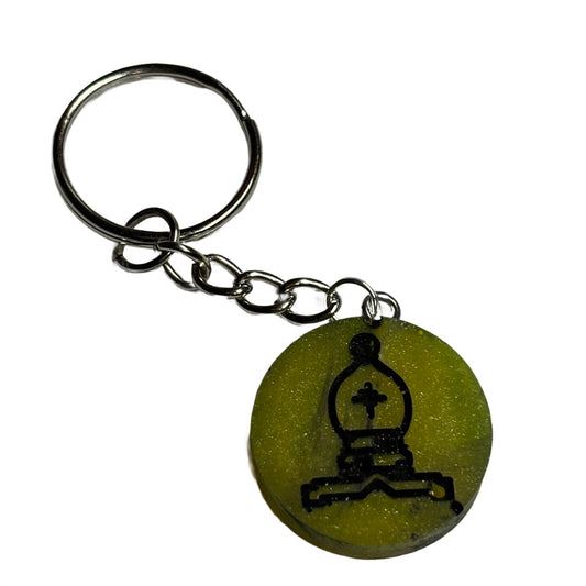 Green Apple Bishop Handmade Resin Keychain - Flat Edition