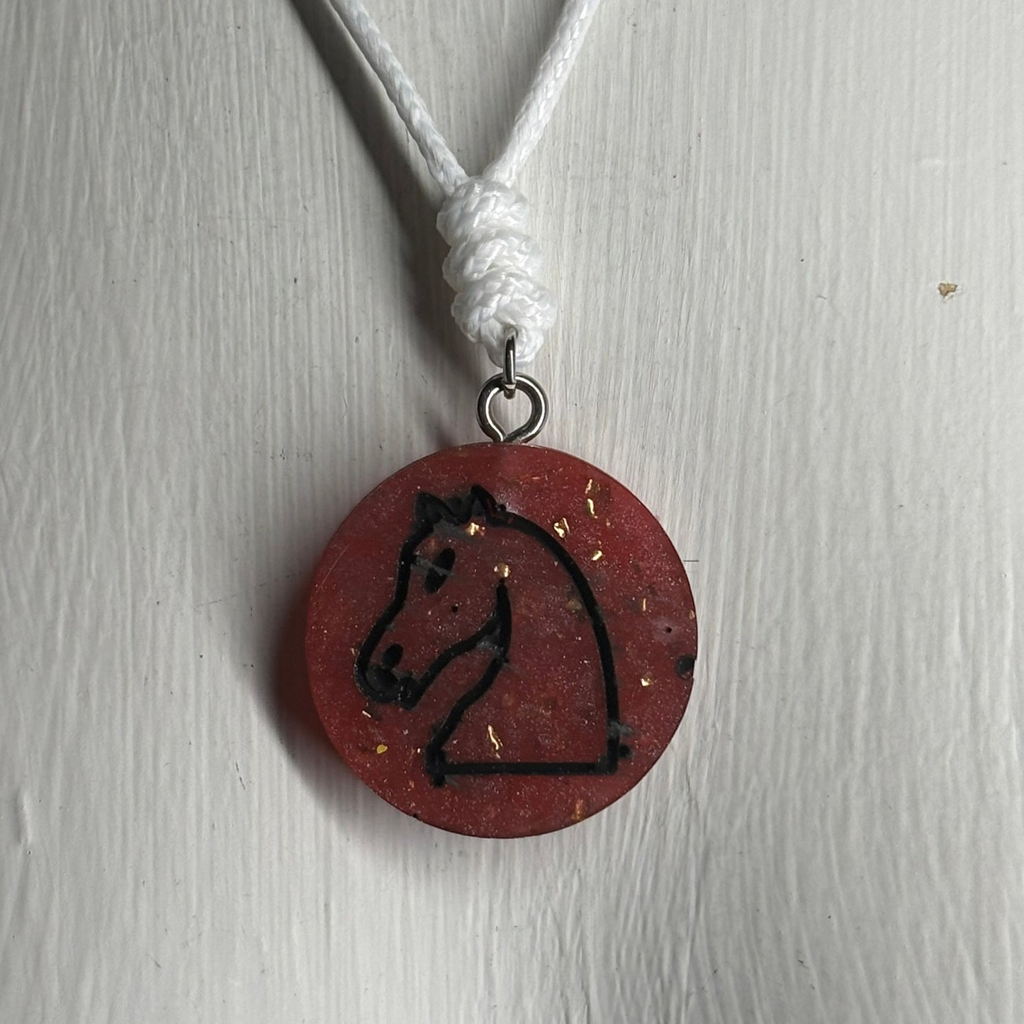 Crystal red Knight - Handmade Resin Chess Necklace