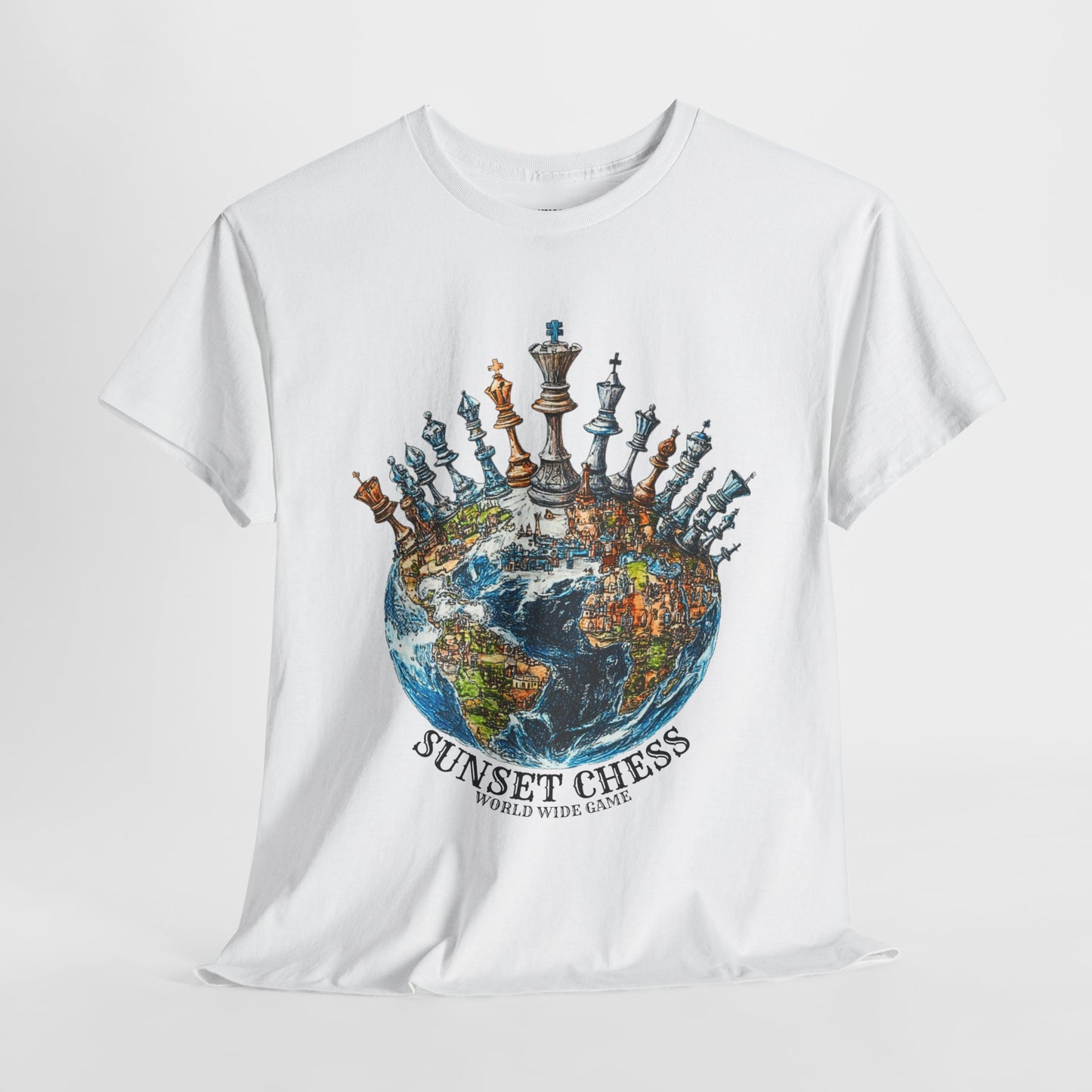 Chess World - White Chess Tee - Unisex Heavy Cotton Tee