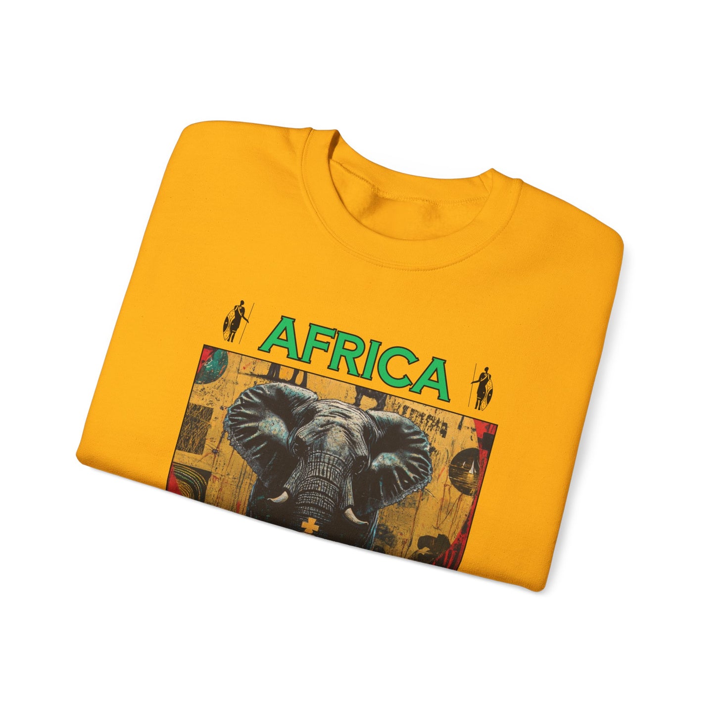 African Elephant - Yellow Gold Chess Crewneck Sweater
