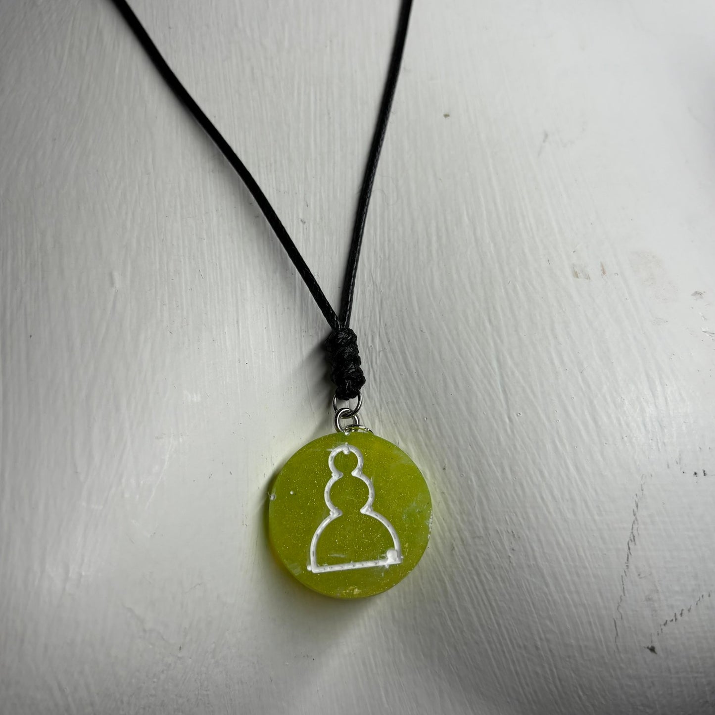 Neon Green Pawn - Handmade Resin Chess Necklace