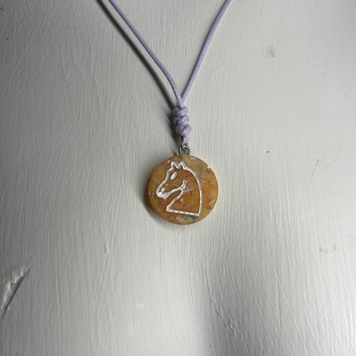 Yellow Crystal Knight - Handmade Resin Chess Necklace