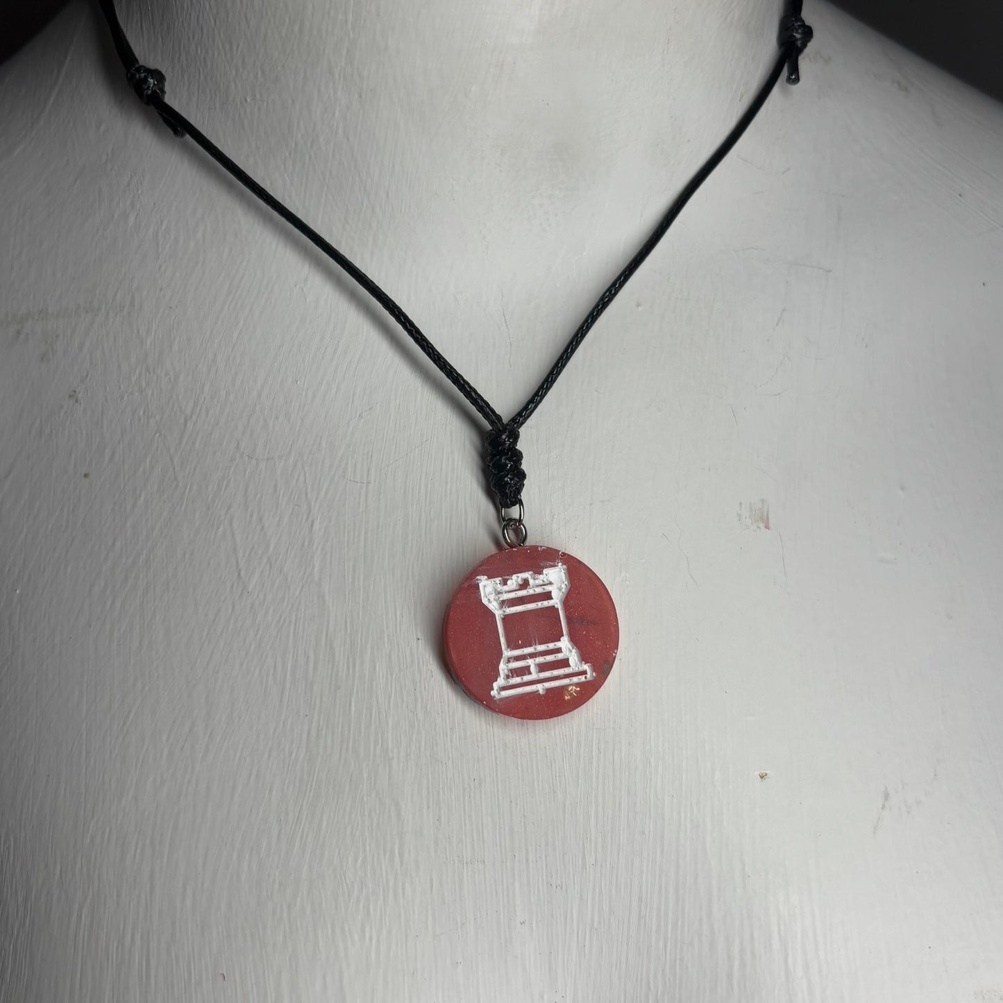 Red Pop Rook - Handmade Resin Chess Necklace