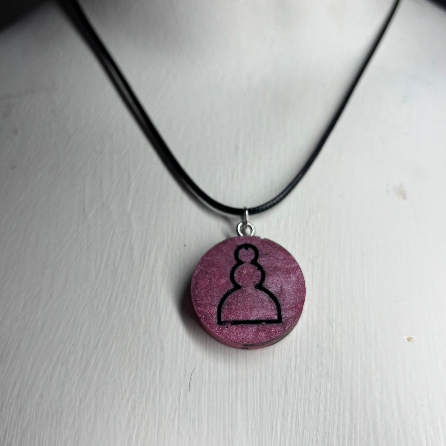 Solid Pink Pawn - Handmade Resin Chess Necklace