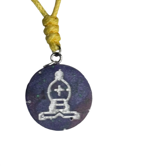 Space Purple Bishop - Handmade Resin Chess Necklace