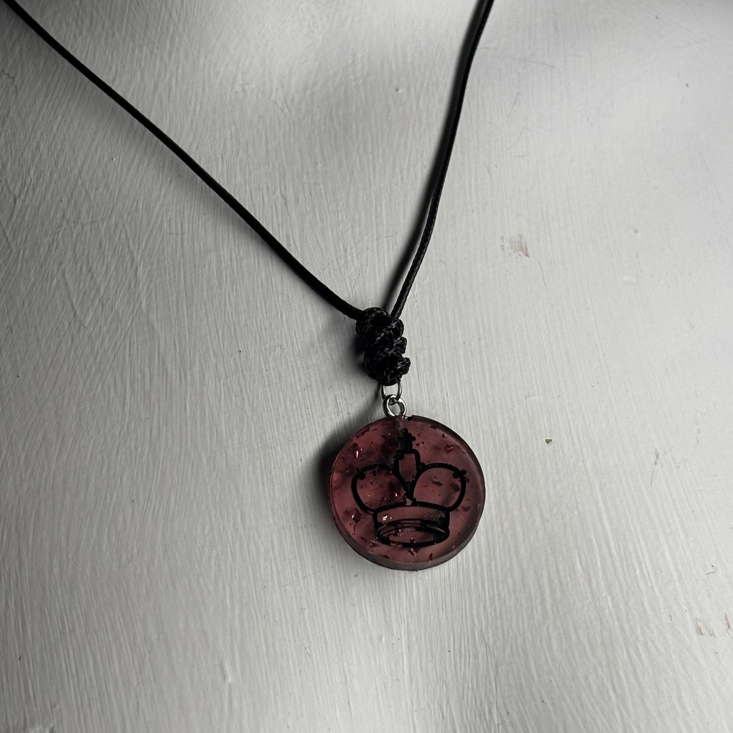 Royal Violet Red Pawn - Handmade Resin Chess Necklace