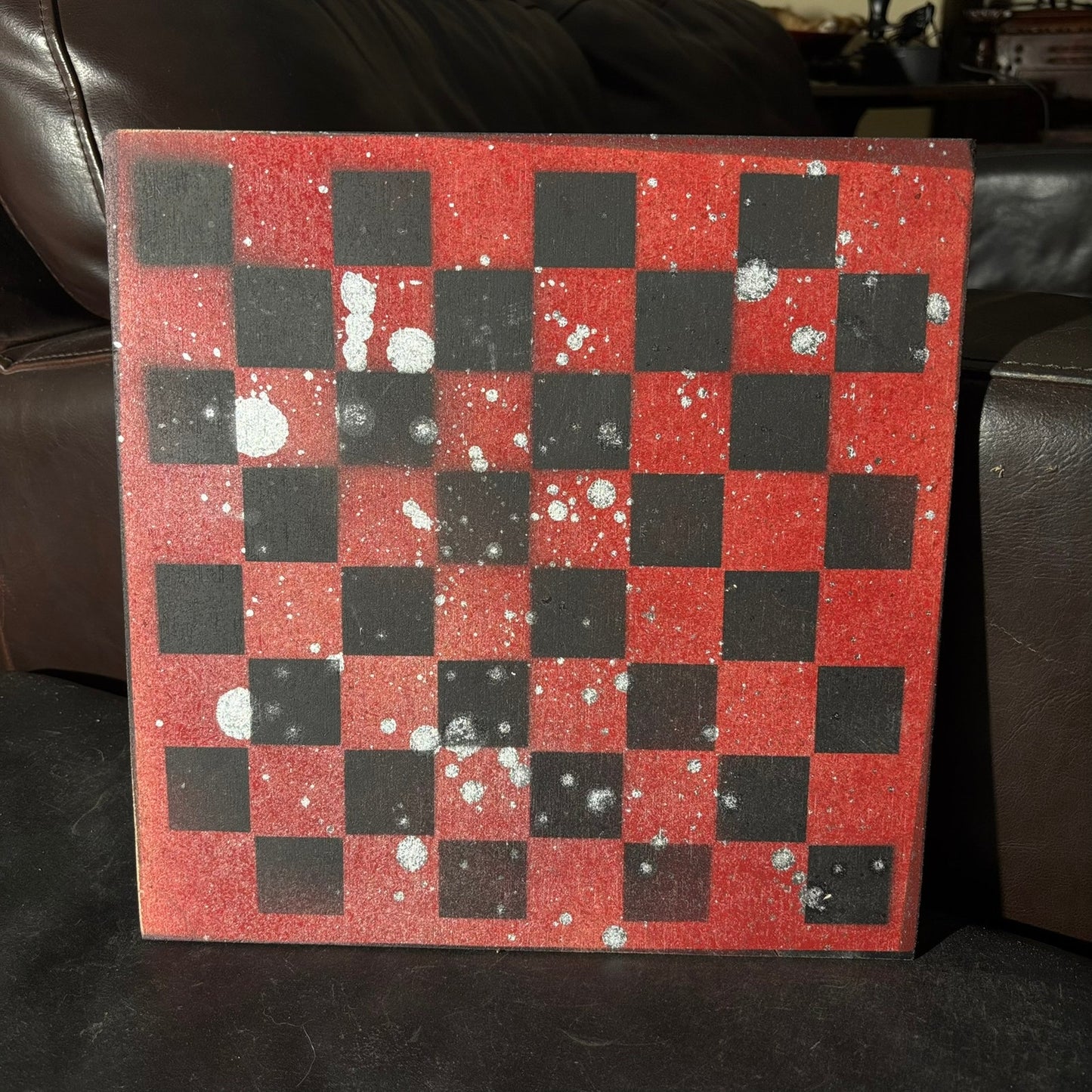 Red Splash - Painted Chess Board