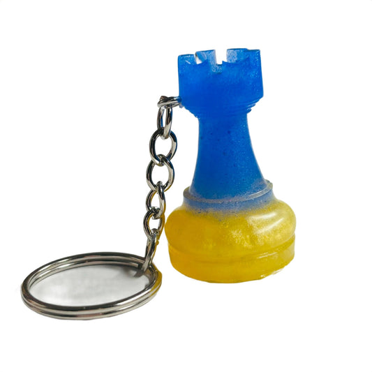 Blue/Yellow Rook - Handmade Resin Keychain
