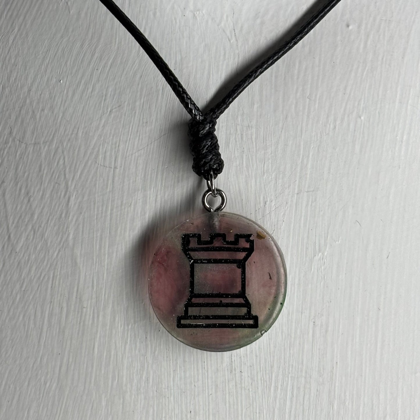 Translucent Rook - Handmade Resin Chess Necklace