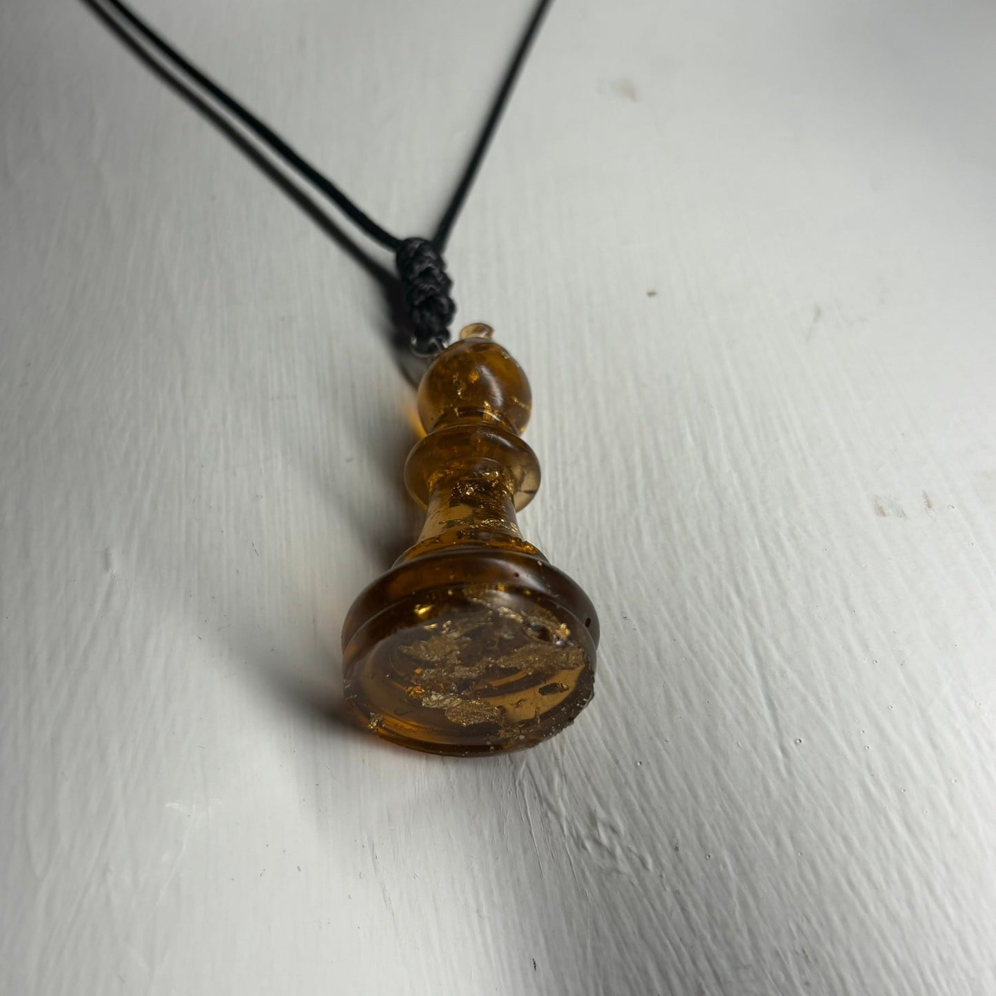 Amber Bishop - Handmade Resin Chess Necklace