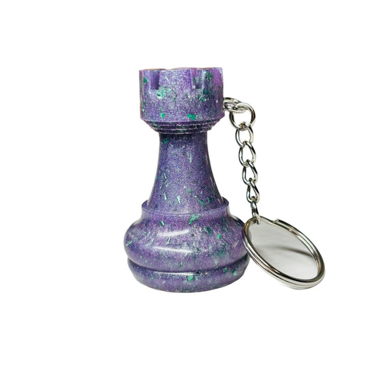 Midnight Purple Rook - Handmade Resin Keychain - Large Edition