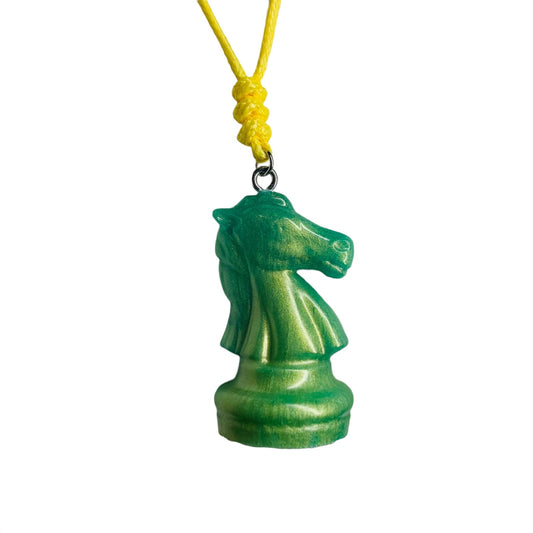 Green Solid Knight - Handmade Resin Chess Necklace