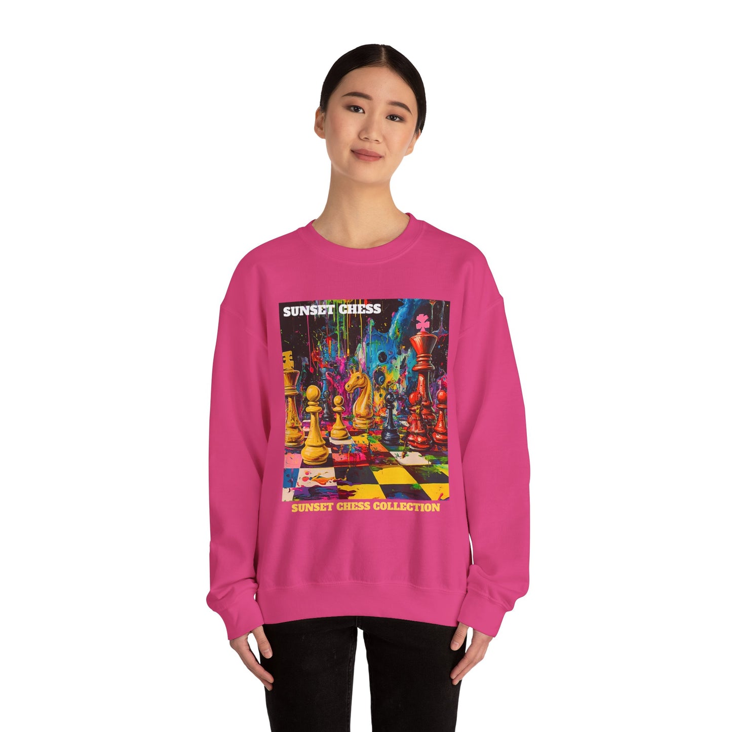 Rainbow Splatters - Pink Chess Crewneck Sweater